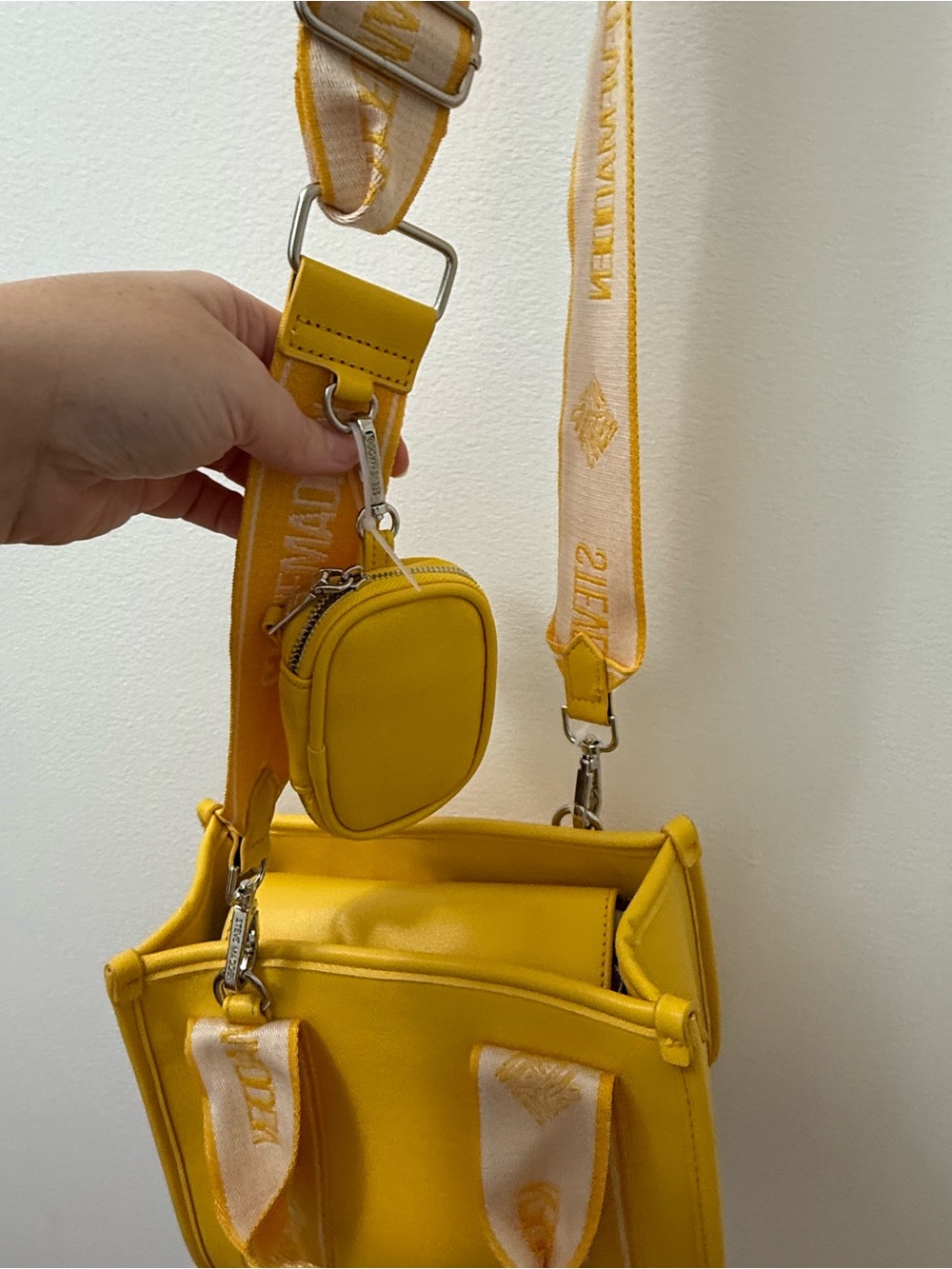Steve Madden NWT Bwebberp Mini Crossbody Tote Bag with Coin Pouch - Mustard Yell - Picture 5 of 13